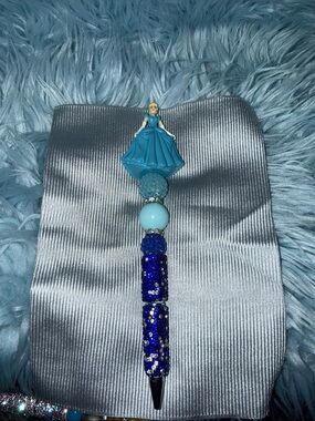 Blue Princess Decorative Beaded Ballpoint Pen